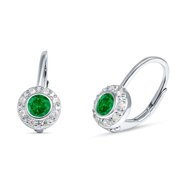 Leverback Round Hoop Earrings Simulated Green Emerald 925 Sterling Silver Wholesale